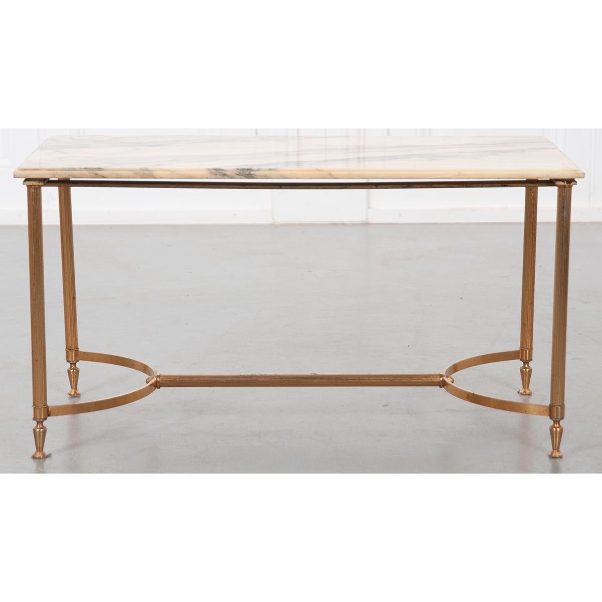 French Vintage Marble and Brass Cocktail Table 3