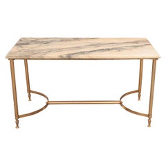 French Antique Marble and Brass Cocktail Table