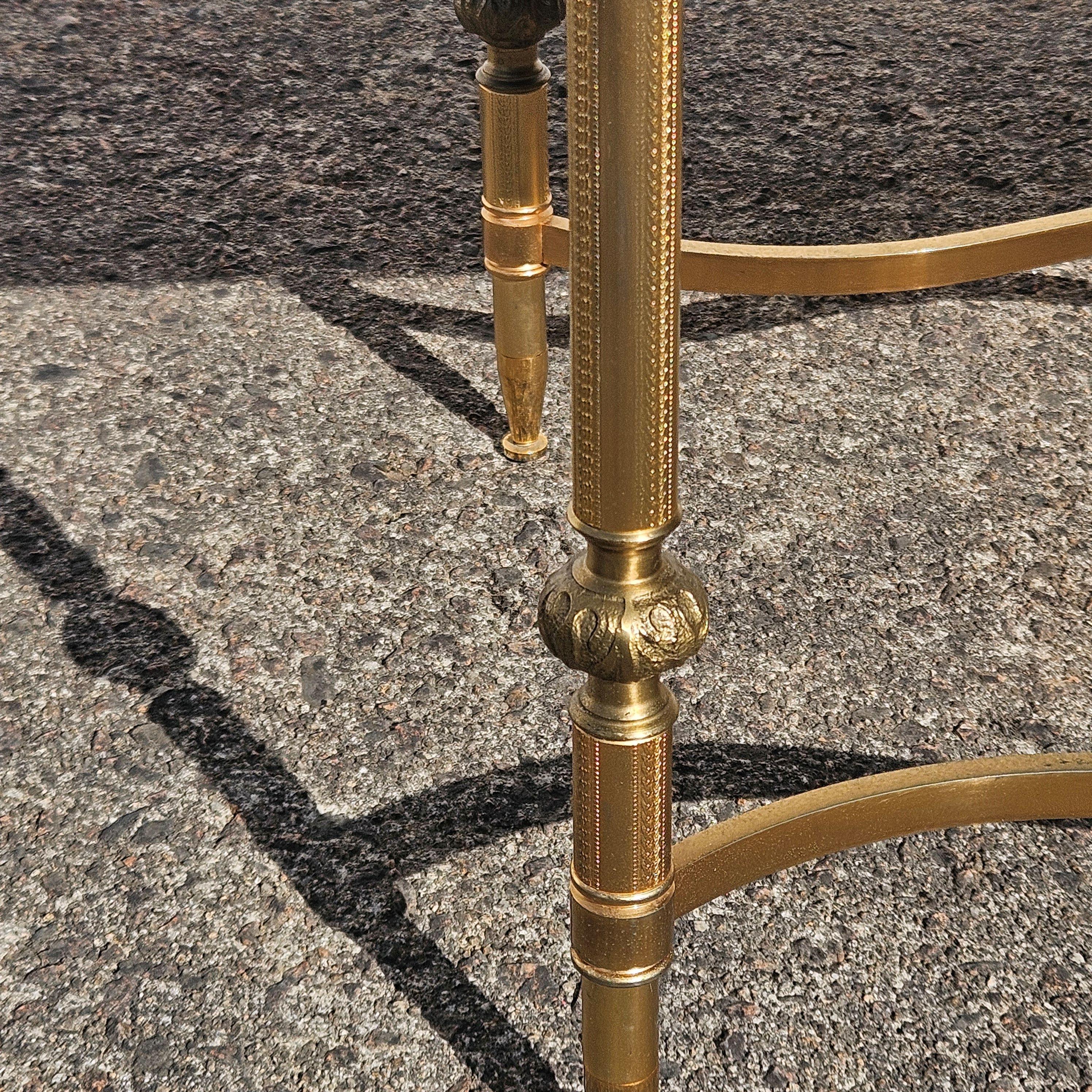 French vintage Marble and Brass Coffee Table-Lounge Table-Hollywood Regency 70s For Sale 8
