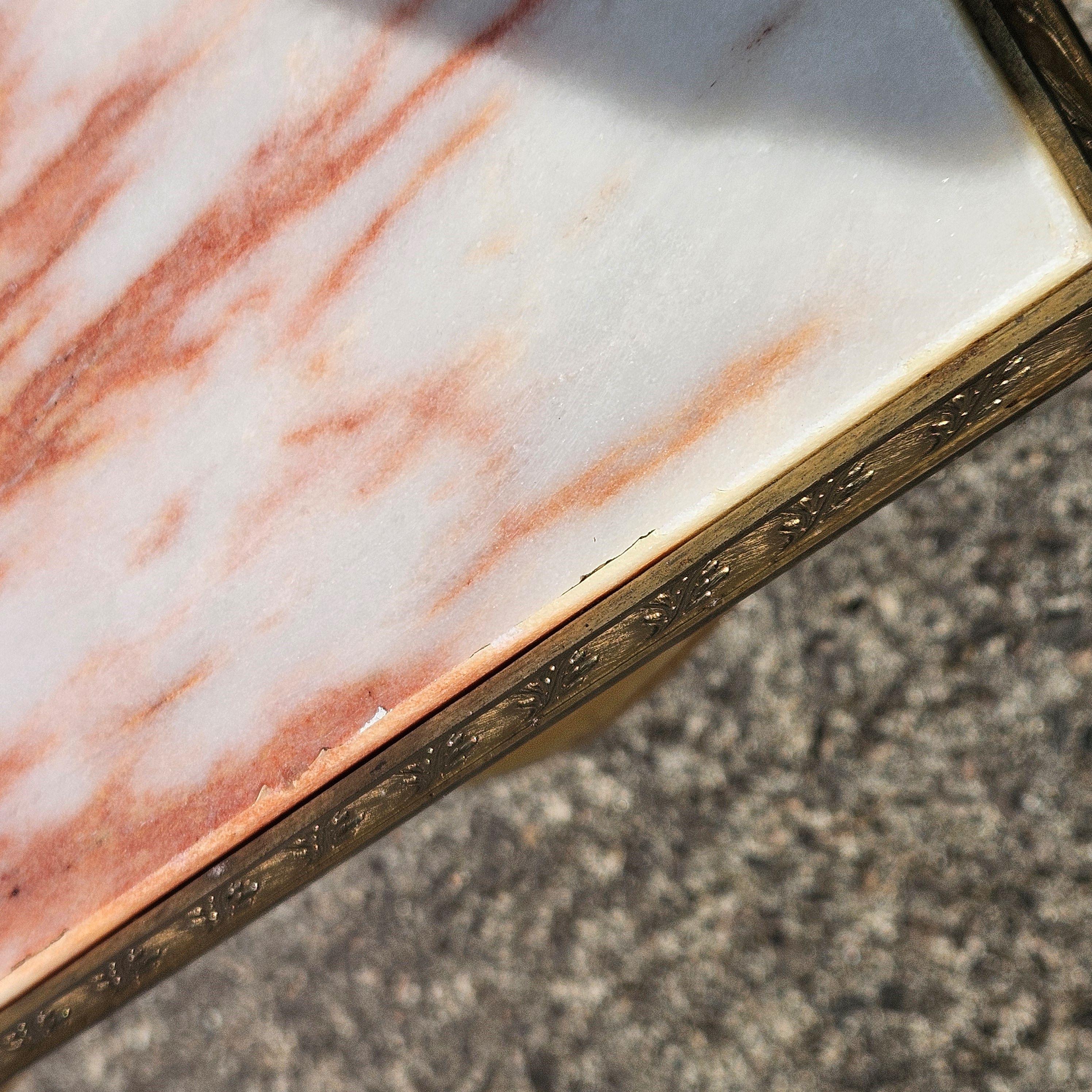 French vintage Marble and Brass Coffee Table-Lounge Table-Hollywood Regency 70s For Sale 9