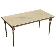 French Vintage Marble and Brass Coffee Table-Lounge Table-Regency Style-60s