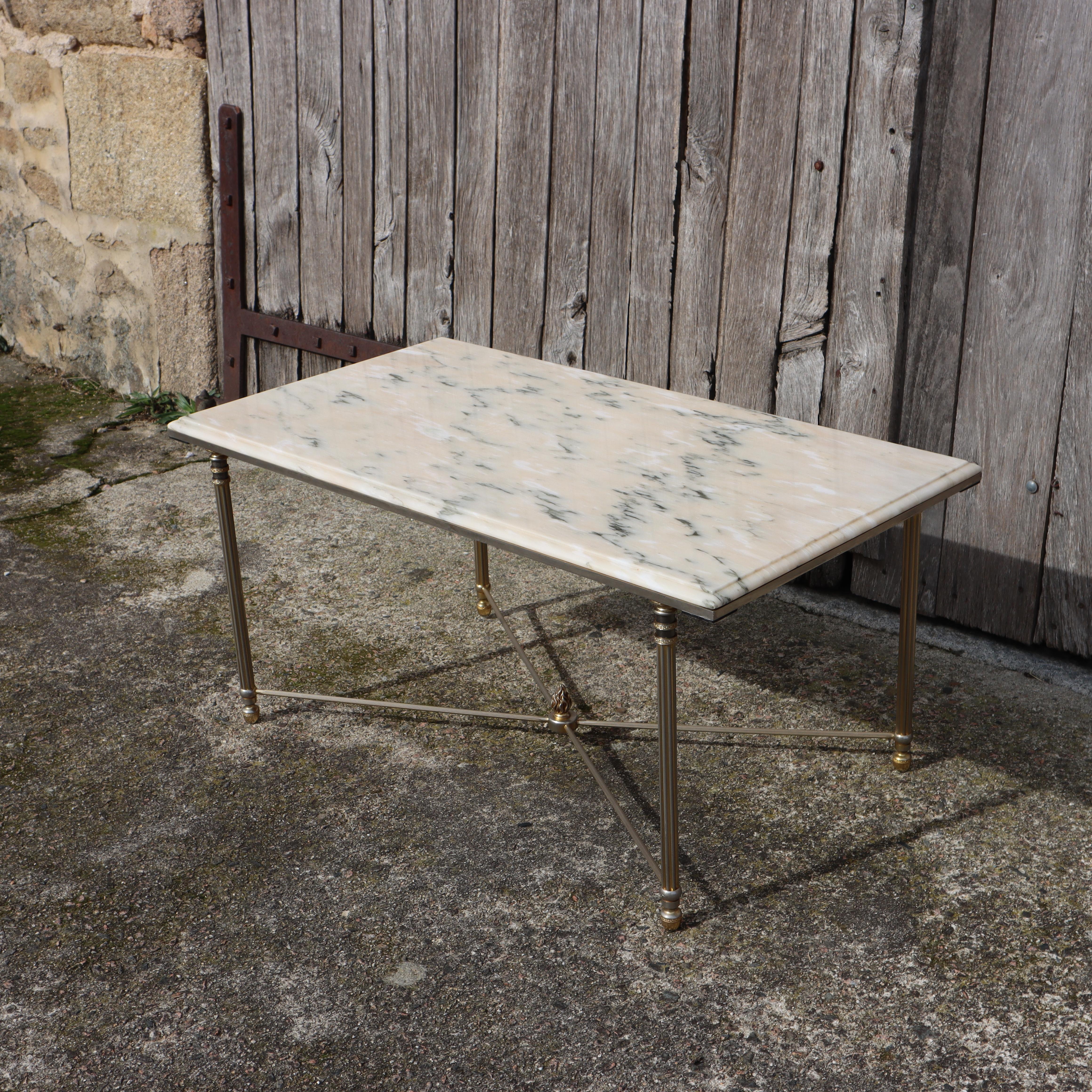French Vintage Marble and Brass Coffee Table - Lounge Table-Regency Style -70s 7