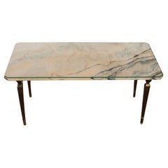 French Vintage Marble and Brass Coffee Table-optional Glass Cover-Cocktail Table