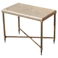 French Vintage Marble and Brass Side Table-Coffee Table-Neoclassical Style-70s