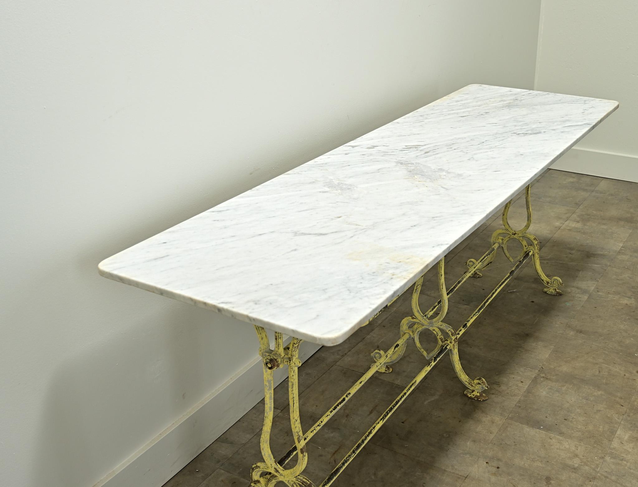 Iron French Vintage Marble Bistro Table For Sale