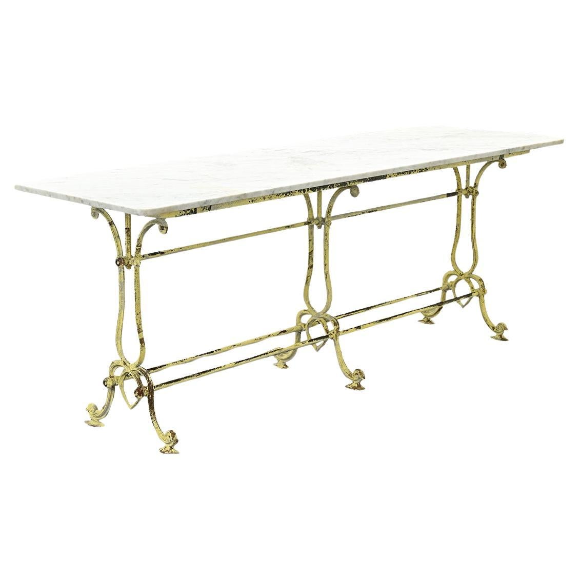 French Vintage Marble Bistro Table For Sale