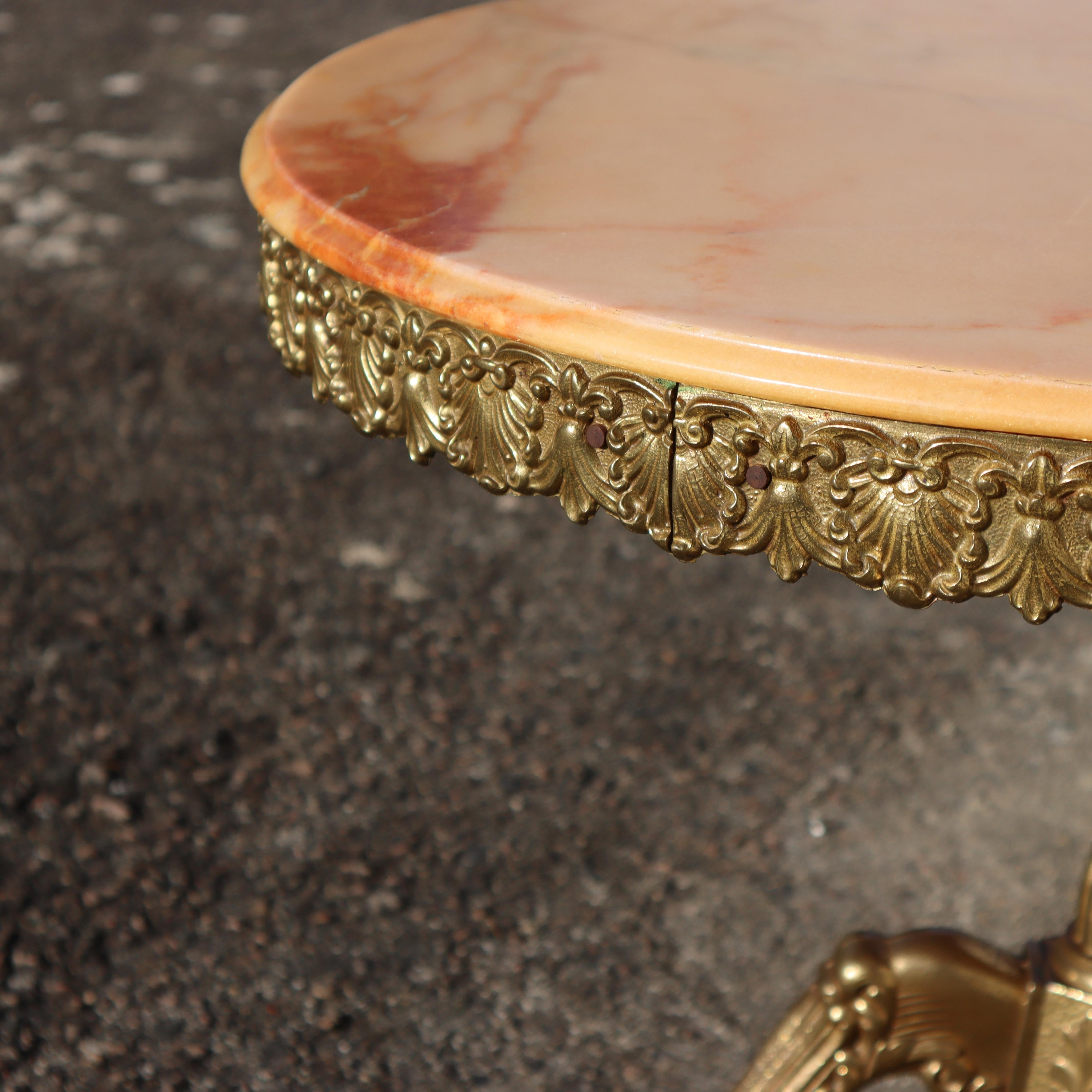 French Vintage  Marble & Brass Coffee Table-Cocktail Table-Lounge Table-60s For Sale 1