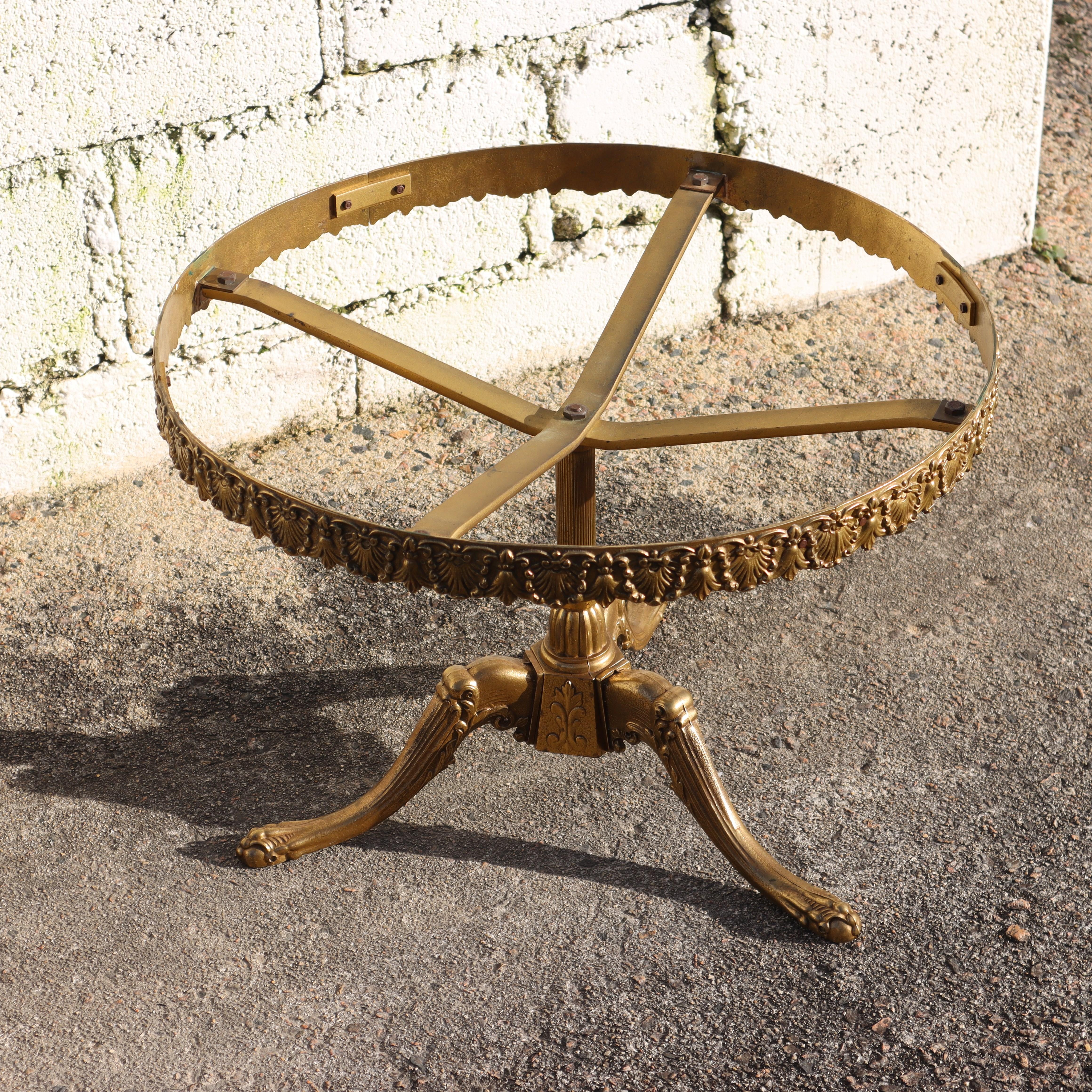 French Vintage  Marble & Brass Coffee Table-Cocktail Table-Lounge Table-60s For Sale 4