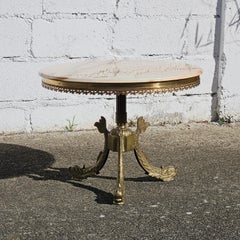 French Vintage Marble & Brass Coffee Table-Cocktail Table-Style Louis XV-60s
