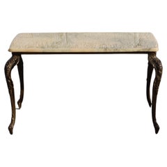 Mesa de centro francesa vintage de mármol y latón-Mesa de cóctel-Estilo Luis XV-60s