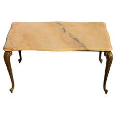 French Vintage Marble/Brass Coffee Table-Cocktail Table-Style Louis XV 70s