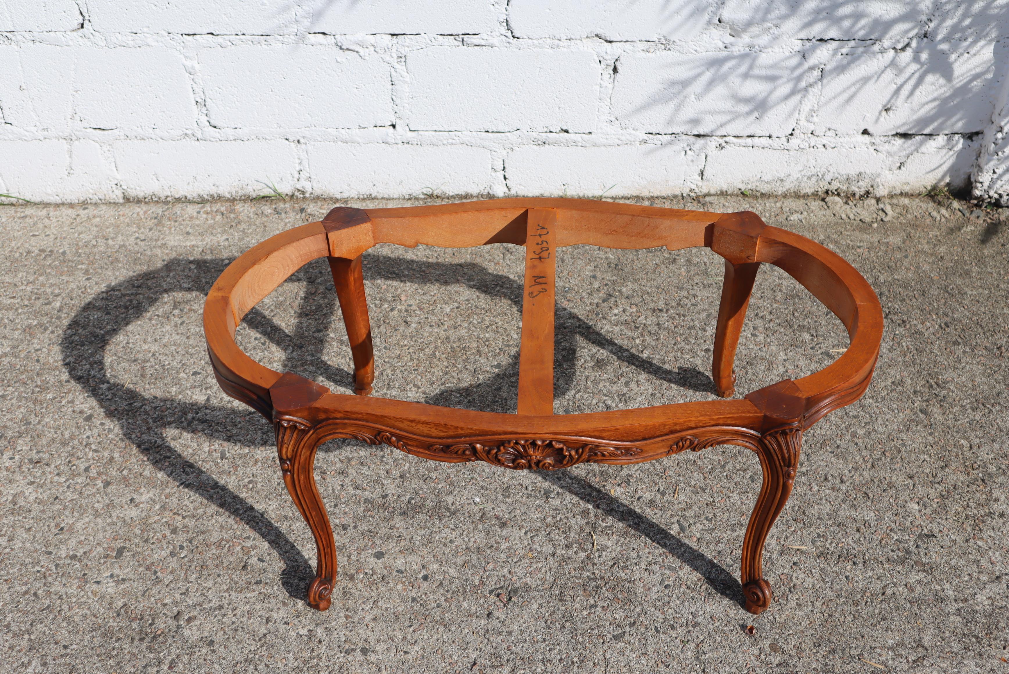 French Vintage Marble & Wood Coffee Table-Cocktail Table-Style Louis XV, 70s 6