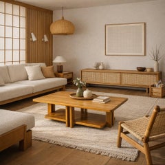 Tavolino da caffè francese d'epoca in castagno massiccio, circa 1980