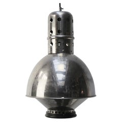 Lampada a sospensione medica d'epoca francese, nichelata, metà del XX secolo