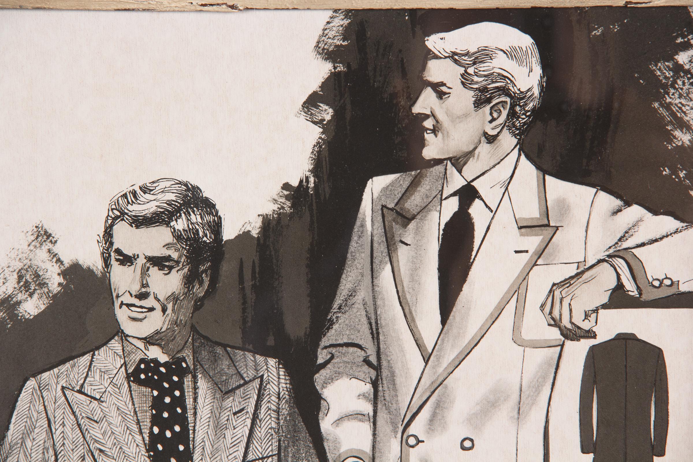 French Vintage Men's Illustration Fashion Prints, 1970s 4