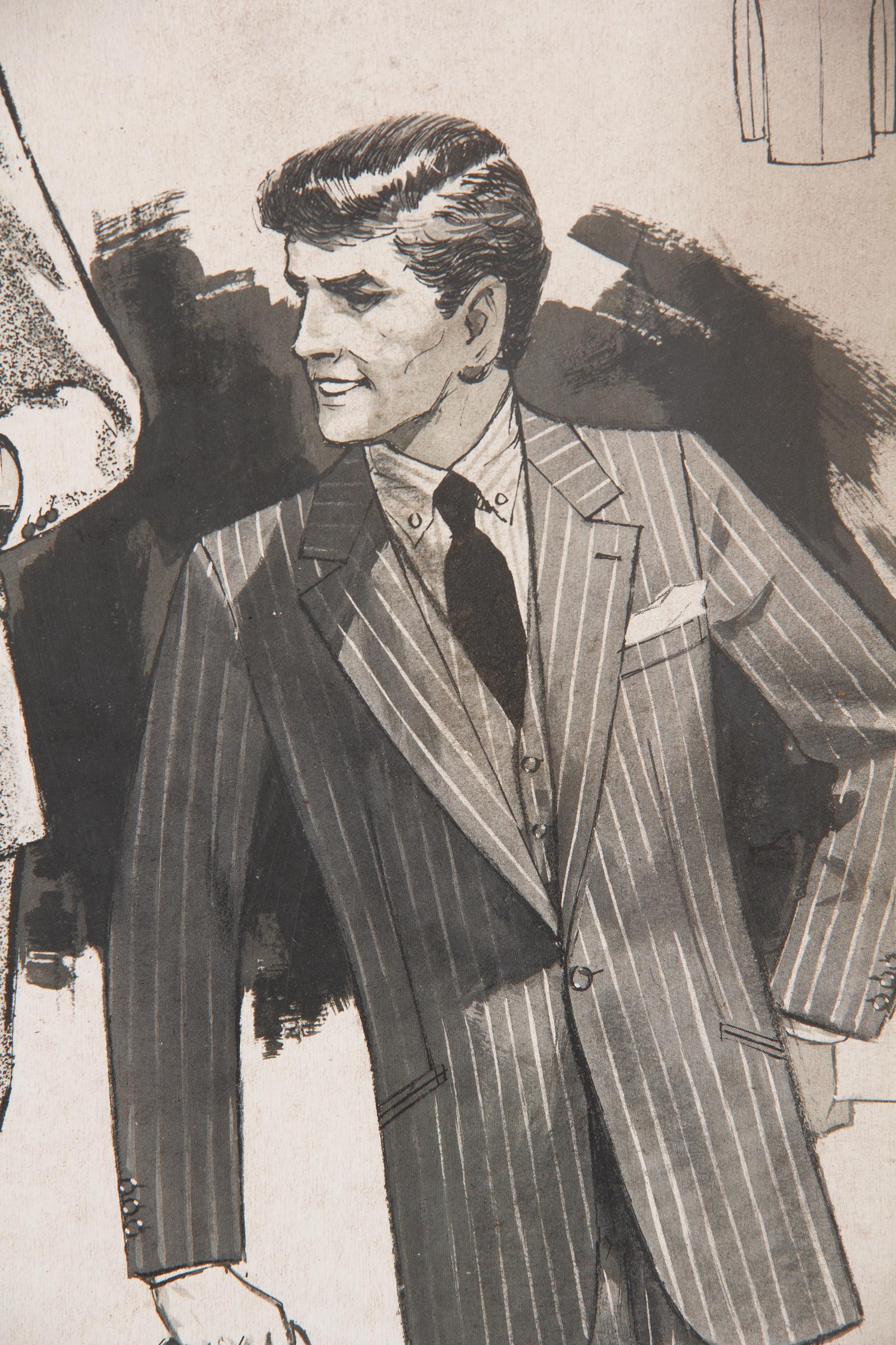 French Vintage Men's Illustration Fashion Prints, 1970s 6