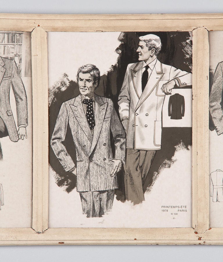 French Vintage Men's Illustration Fashion Prints, 1970s at 1stDibs ...
