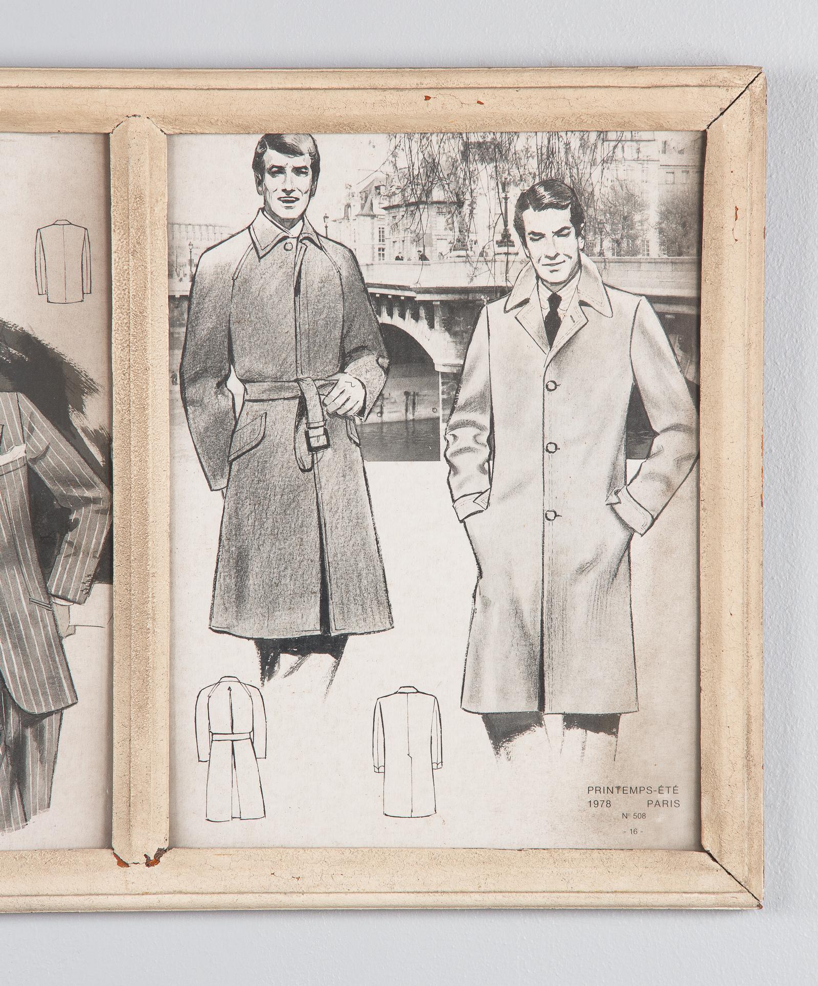 Late 20th Century French Vintage Men's Illustration Fashion Prints, 1970s