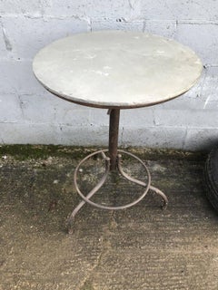 French Vintage Metal Bistro Table, Industrial Shabby