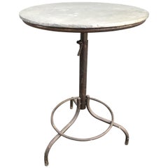 French Vintage Metal Bistro Table, Industrial Shabby
