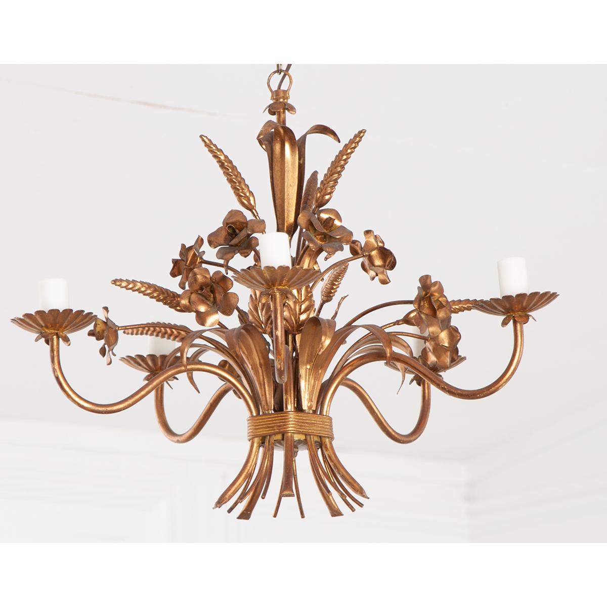 Other French Vintage Metal Floral Bouquet Chandelier