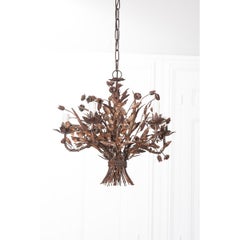 French Vintage Metal Flower Bouquet Chandelier
