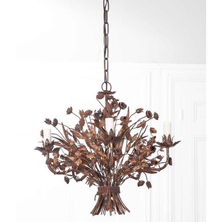 French Vintage Metal Flower Bouquet Chandelier at 1stDibs | metal ...