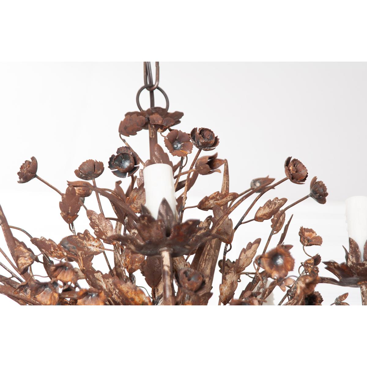 Other French Vintage Metal Flower Bouquet Chandelier