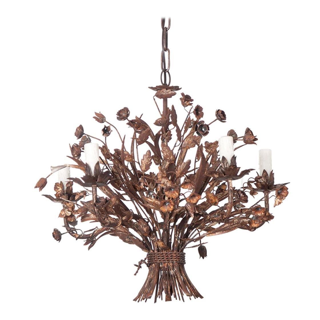 French Vintage Metal Flower Bouquet Chandelier at 1stDibs metal