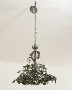 French, Vintage Metal Mistletoe Chandelier