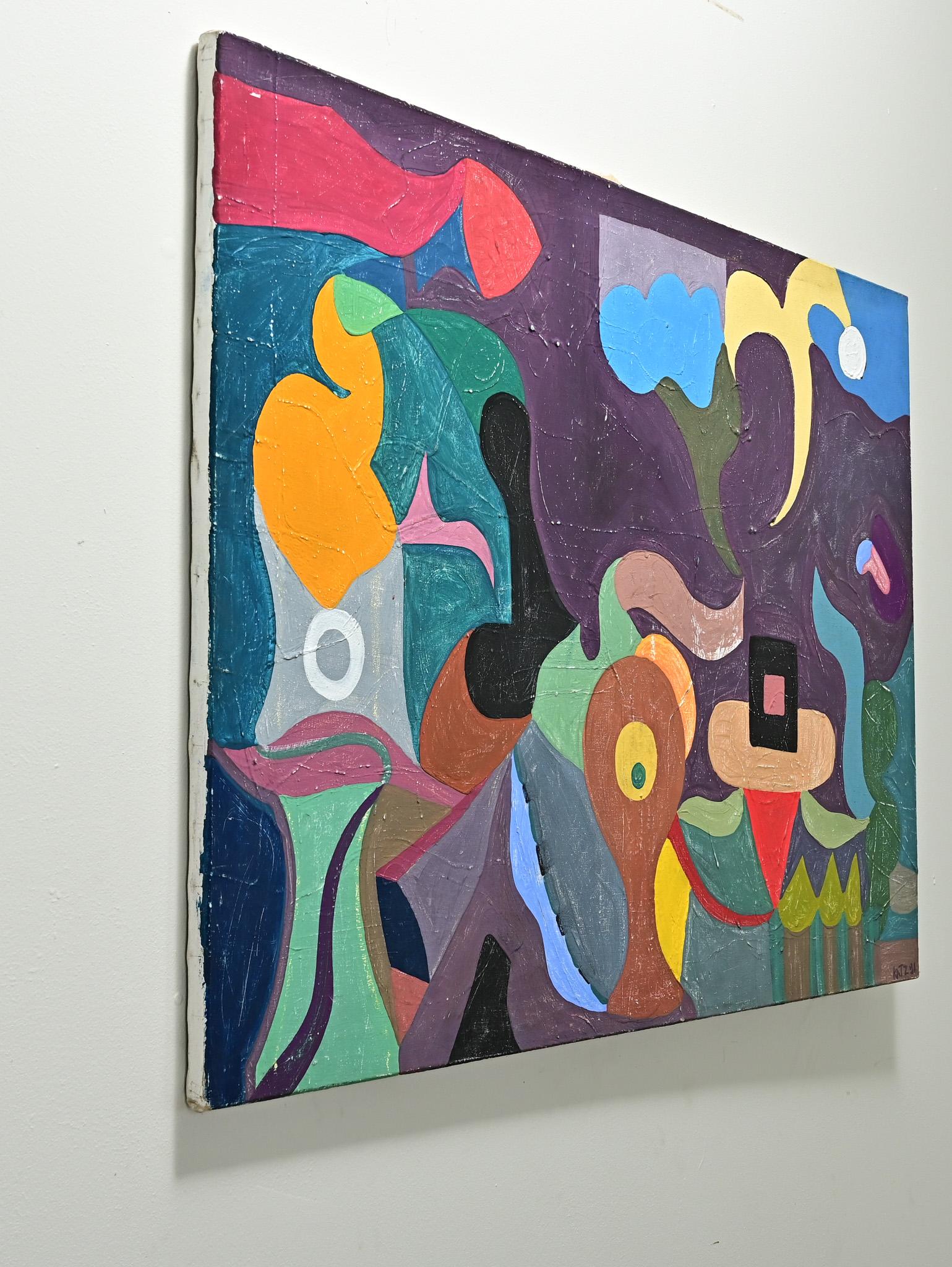 French Vintage Mid-Century Abstract Painting For Sale 4