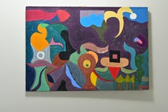 French Vintage Mid-Century Abstract Painting