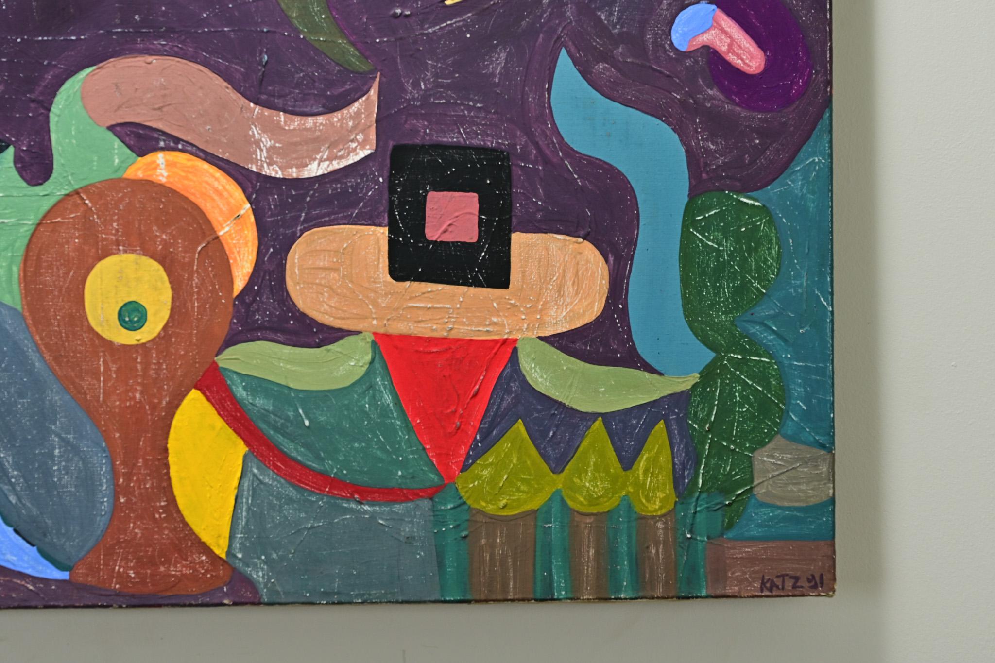 Mid-Century Modern French Vintage Mid-Century Abstract Painting For Sale