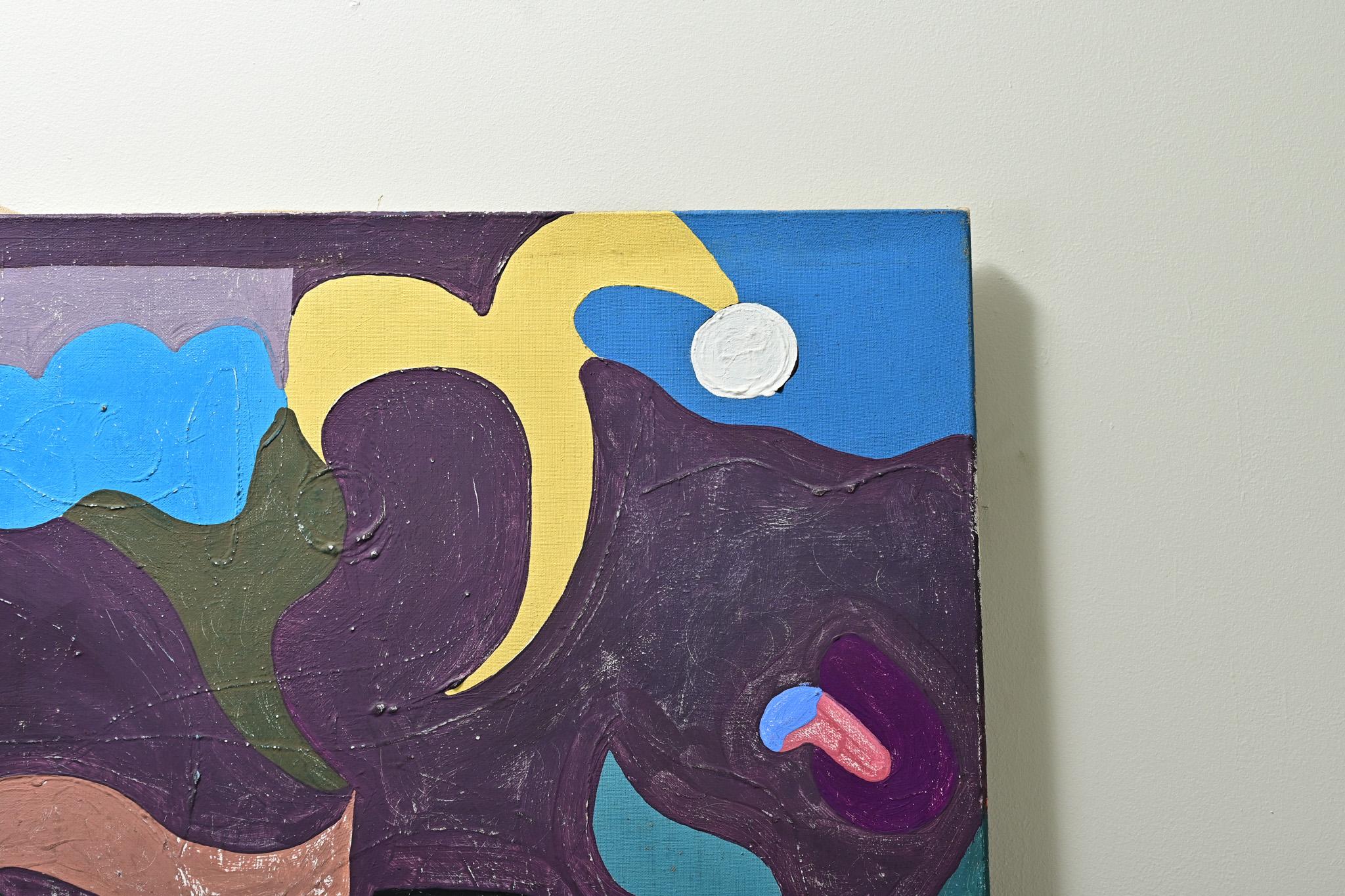French Vintage Mid-Century Abstract Painting In Good Condition For Sale In Baton Rouge, LA