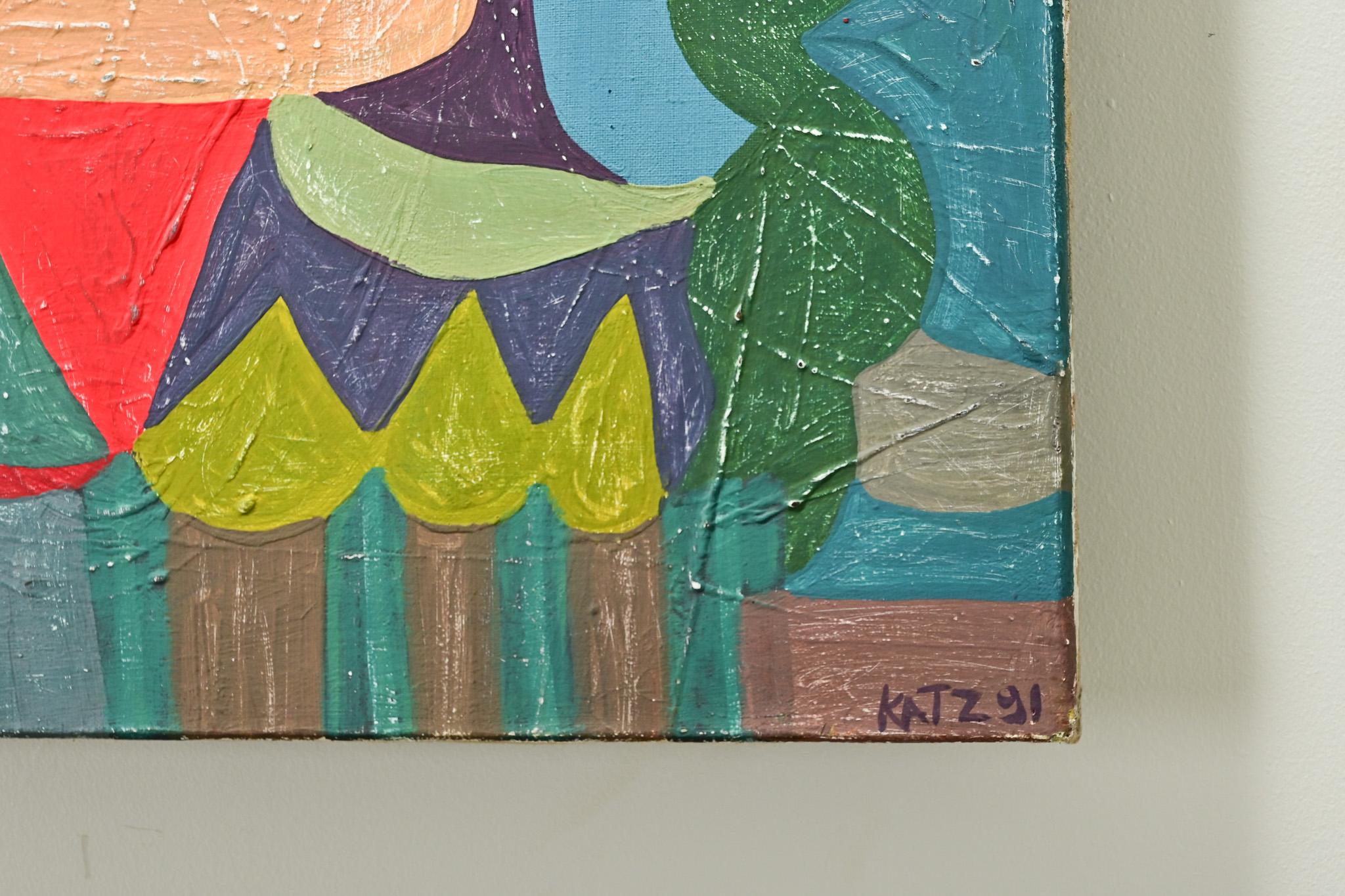 French Vintage Mid-Century Abstract Painting For Sale 1