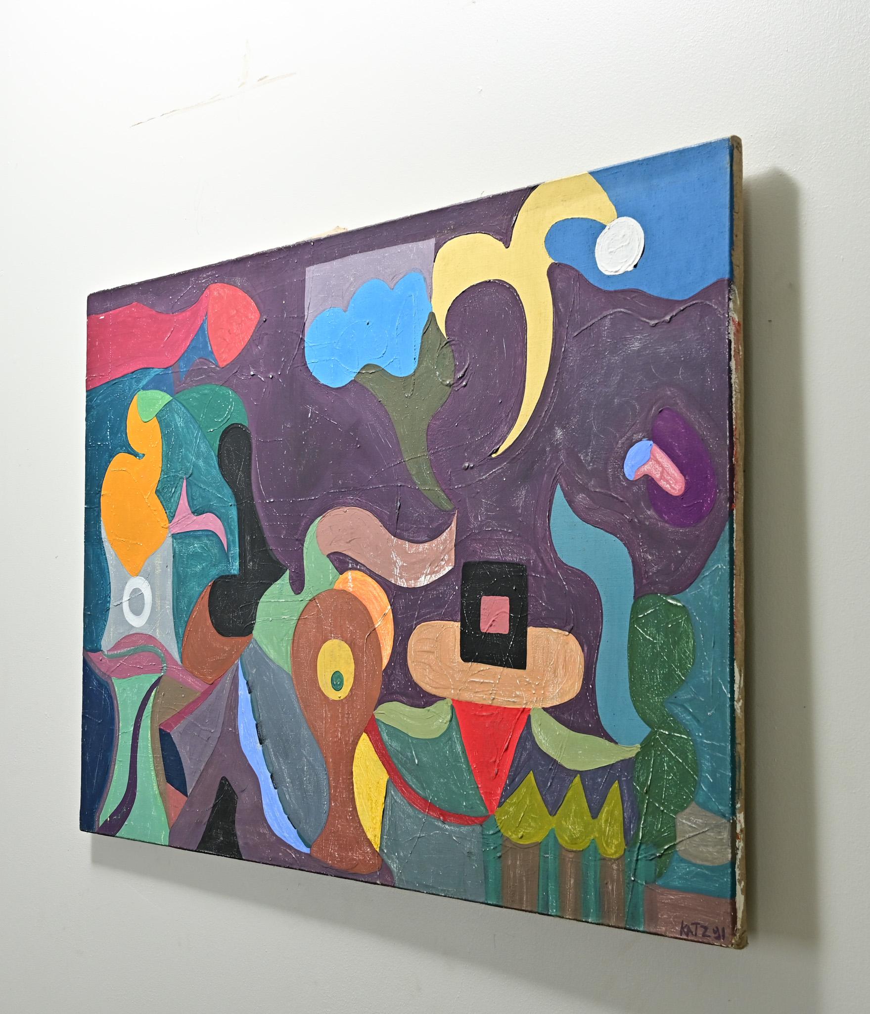 French Vintage Mid-Century Abstract Painting For Sale 2