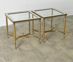 French Vintage Mid-century Brass & Glass Tables
