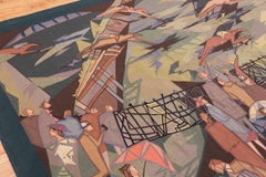 French Vintage Mid Century Horse Racing Tapestry. Size: 7 ft 2 in x 9 ft 8 in