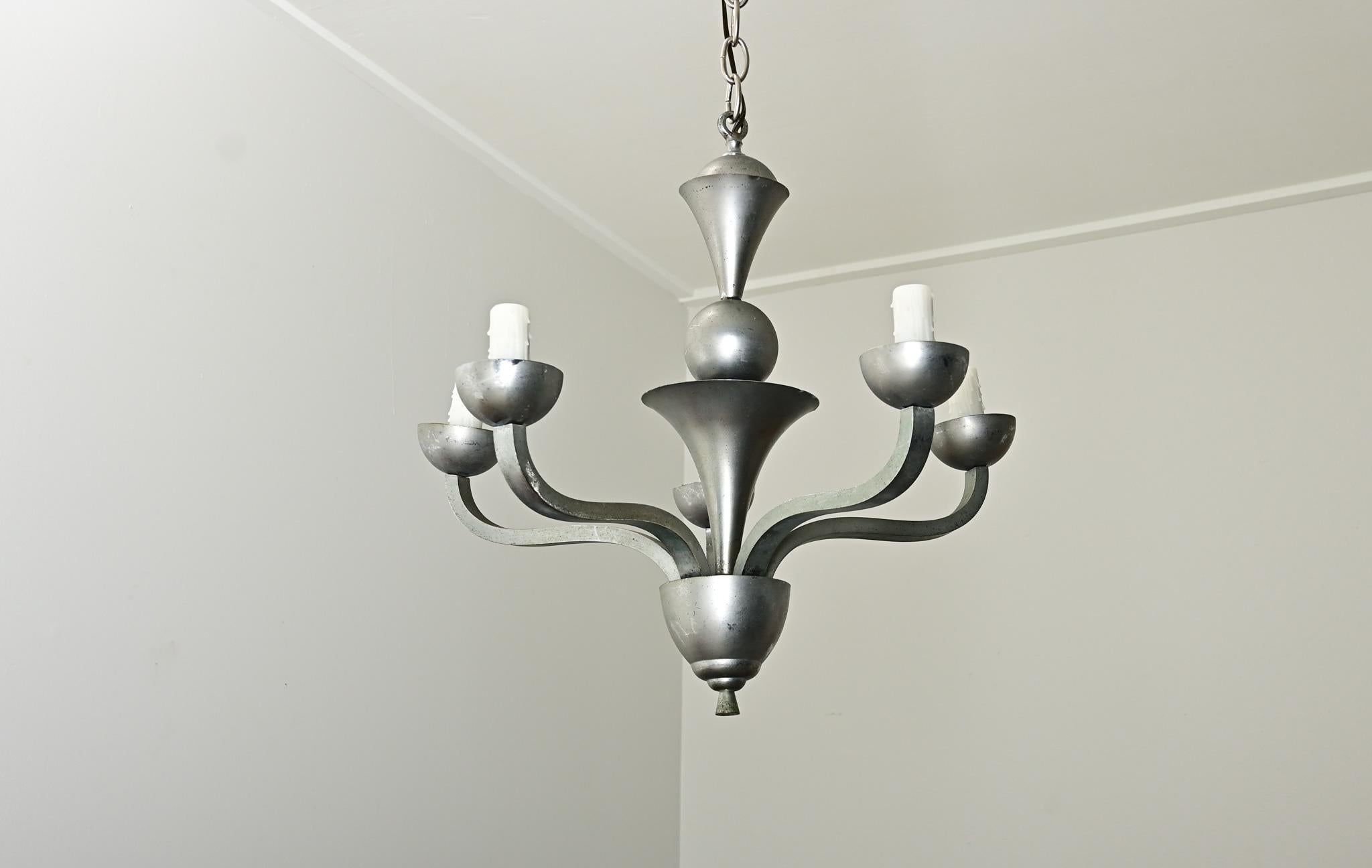 Francese Lampadario vintage francese di metà secolo moderno in vendita