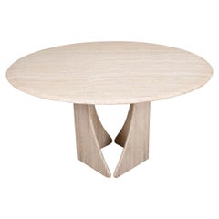 French Vintage Mid-Century Modern Travertine Table