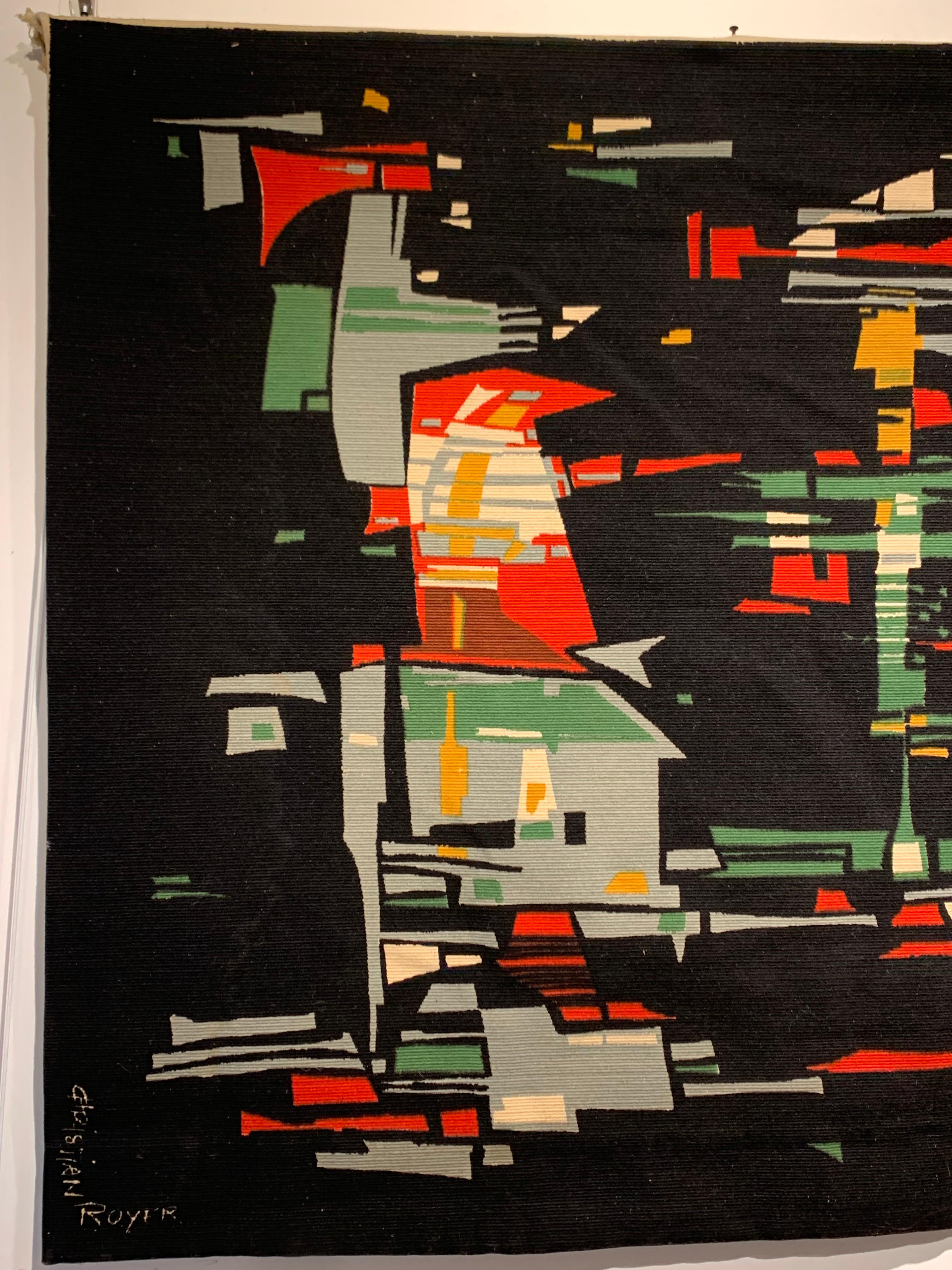 French Vintage Mid-Century tapestry signed by Christian Royer In Good Condition For Sale In Beirut, LB