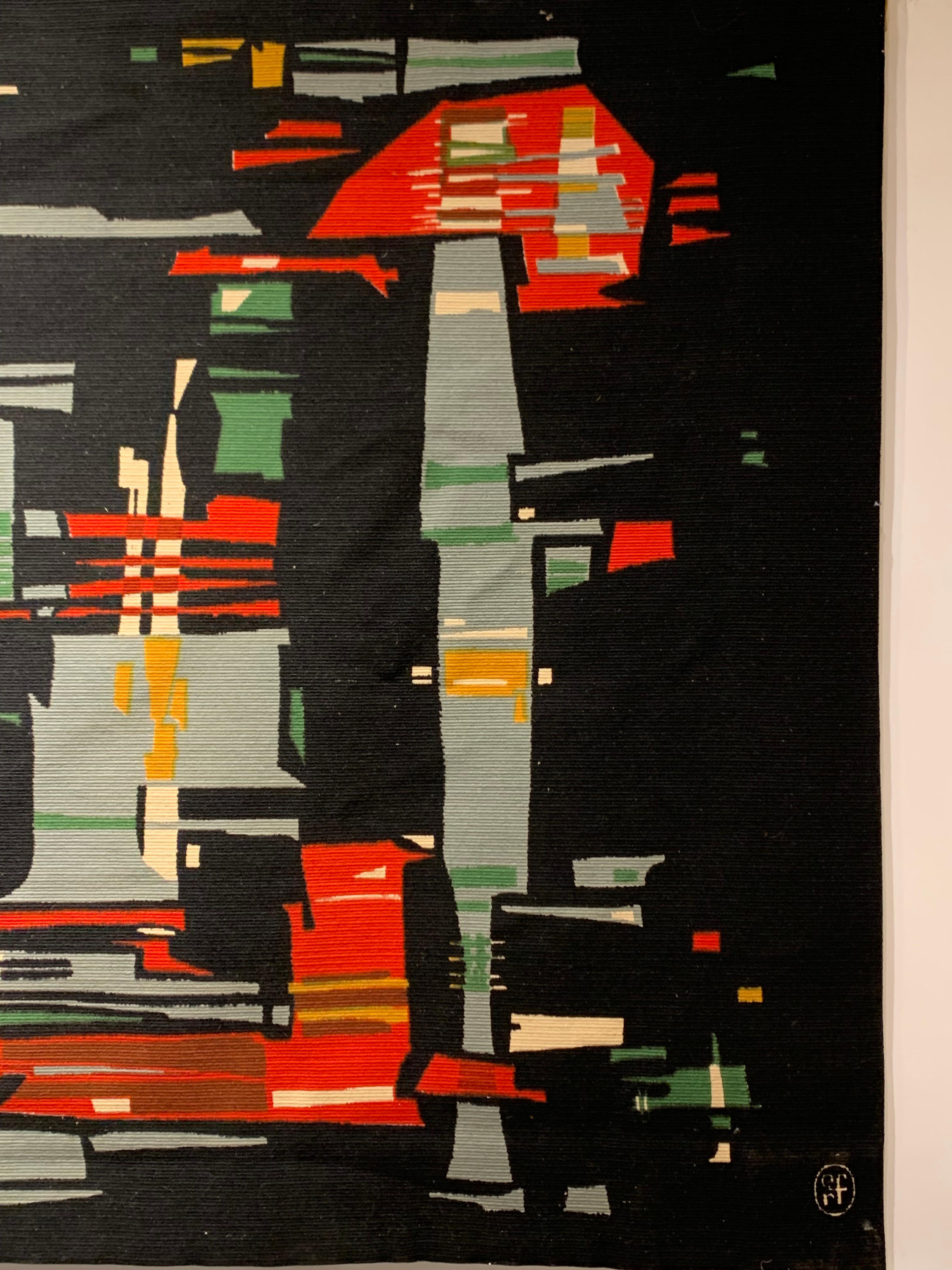French Vintage Mid-Century tapestry signed by Christian Royer For Sale 1