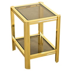 Französisch Vintage Midcentury Messing & Glas Beistelltisch