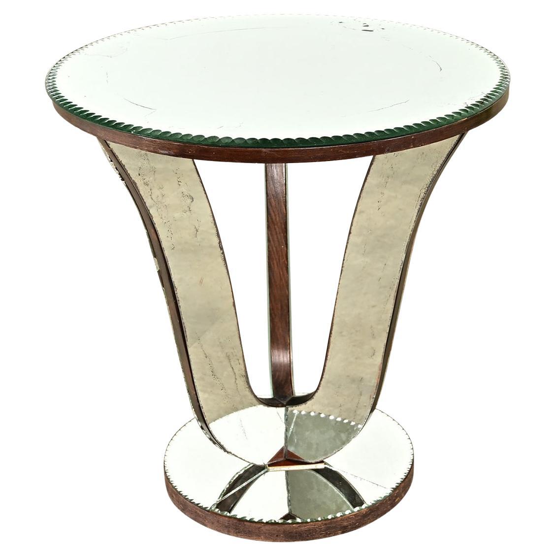 French Vintage Mirrored Gueridon For Sale