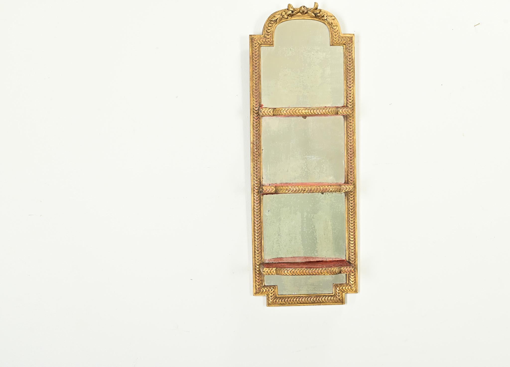 Louis XVI French Vintage Mirrored Hanging Wall Shelf For Sale