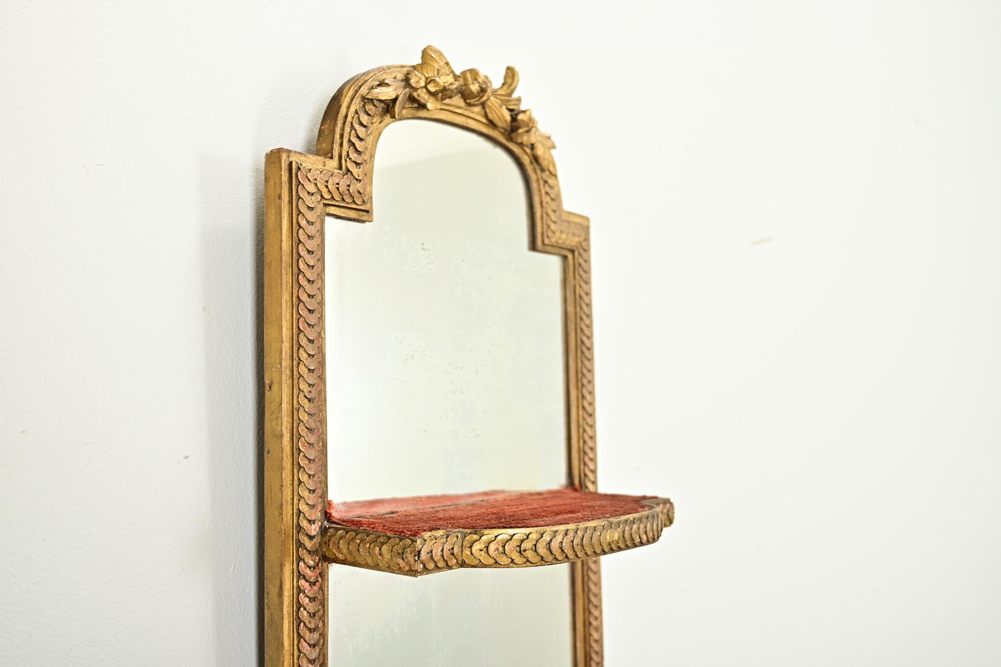 Other French Vintage Mirrored Hanging Wall Shelf For Sale