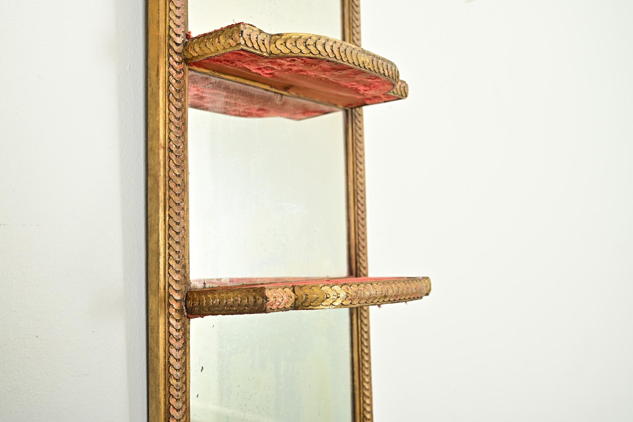French Vintage Mirrored Hanging Wall Shelf In Good Condition For Sale In Baton Rouge, LA