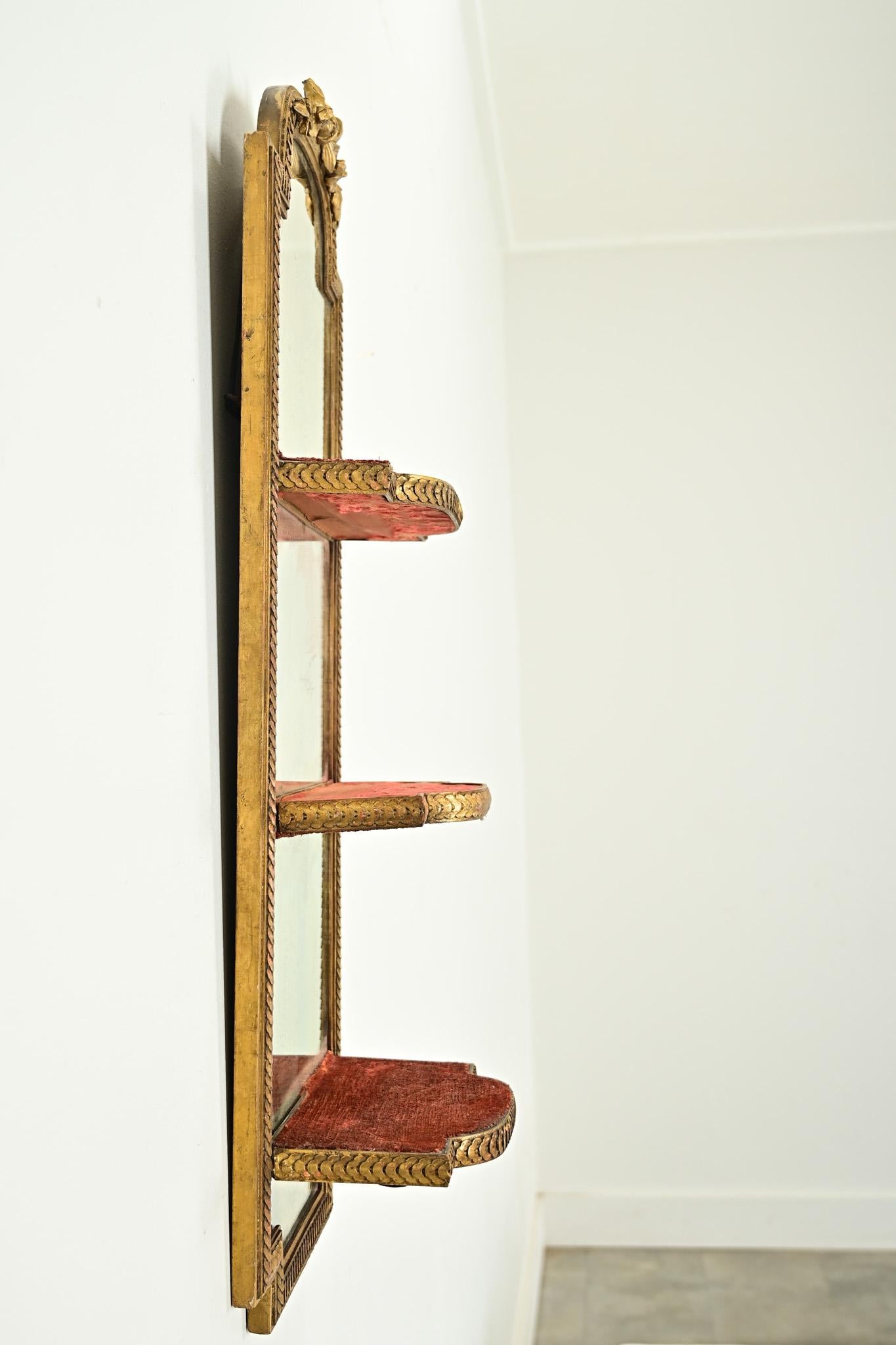 French Vintage Mirrored Hanging Wall Shelf For Sale 1
