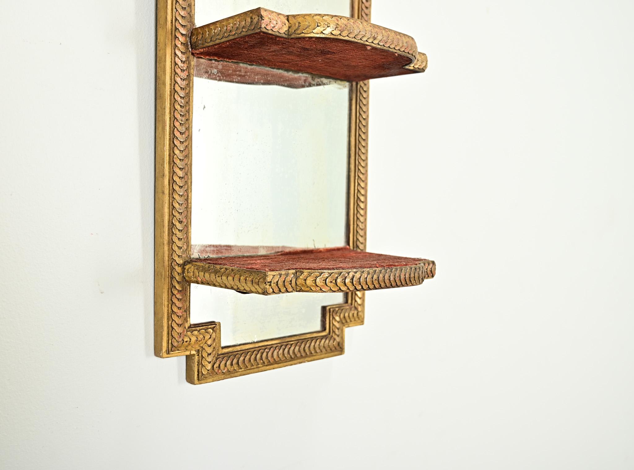 French Vintage Mirrored Hanging Wall Shelf For Sale 2