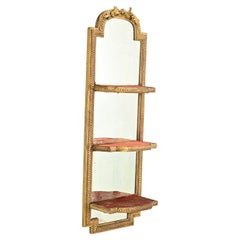 French Vintage Mirrored Hanging Wall Shelf